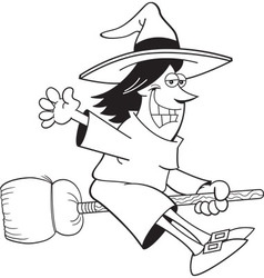 Cartoon witch riding a broom Royalty Free Vector Image