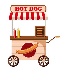 Hot dog van mobile snack icon cartoon style Vector Image