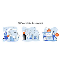 Php and mysql development software website Vector Image