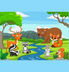 Cartoon wild animals in the jungle Royalty Free Vector Image