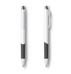 White and black realistic set pen Royalty Free Vector Image
