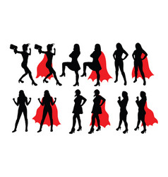 Silhouette man and women superhero with sunlight Vector Image Silhouette man and women superhero with sunlight Vector Image