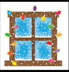 Window decoration christmas lights garlands Vector Image