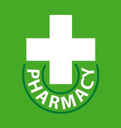 Logo green cross pharmacy Royalty Free Vector Image