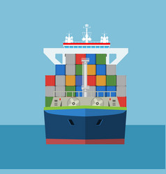 Cargo container ship side view freight Royalty Free Vector