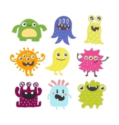 Viruses cartoon bacteria emoticon character Vector Image