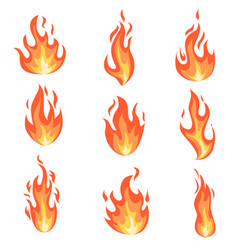 Cartoon Fire Flames Set Ignition Light Royalty Free Vector