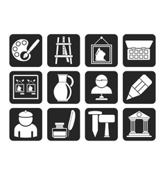 Silhouette Fine art objects icons Royalty Free Vector Image