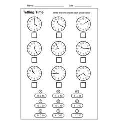 Teaching time chart telling time for teacher Vector Image