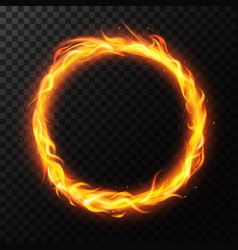 Fire ring realistic burning fiery circus circle Vector Image