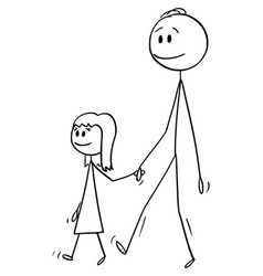 Cartoon man or father walking together Royalty Free Vector