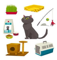 Supermarket object set cartoon Royalty Free Vector Image