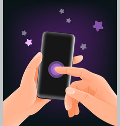 Using modern smartphone concept hands holding Vector Image