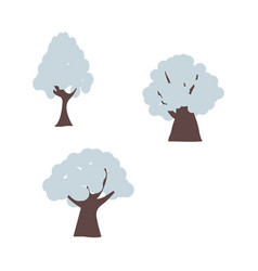 winter trees in snow set with different shapes of vector image