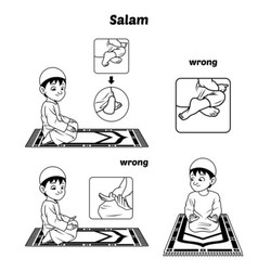 Muslim Prayer Guide Ruku Position Outline Vector Image