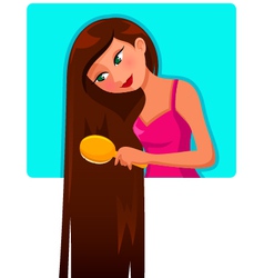 Mother brushing daughter hair Royalty Free Vector Image