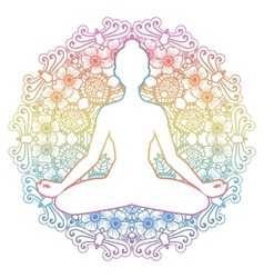 Women Silhouette Yoga Lotus Pose Padmasana Vector Image