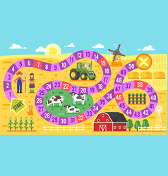 Kids farm board game template Royalty Free Vector Image