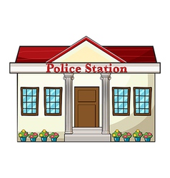 Policeman saluting in front police station Vector Image