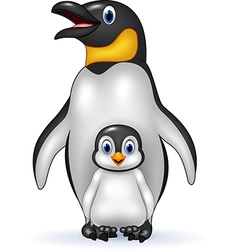 Cute funny emperor penguin presenting isolated Vector Image