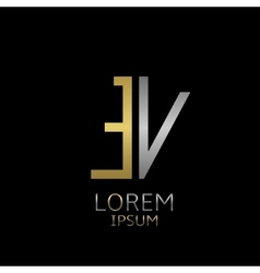 Ev e v letter logo design in black colors Vector Image