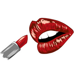 Mouth with red lips and tongue Royalty Free Vector Image