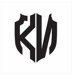 Kn logo monogram with emblem shield shape design Vector Image
