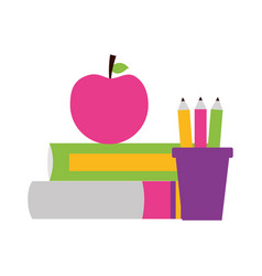 School Books Apple Pencil Royalty Free Vector Image