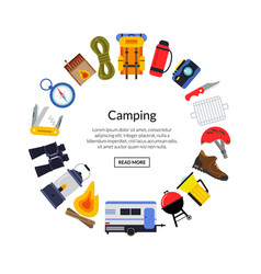 Flat style camping Royalty Free Vector Image - VectorStock