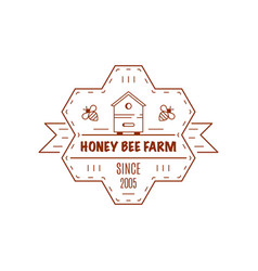 Honey production company outline badge or logo Vector Image