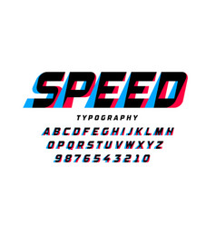 Speed motion lines font alphabet letters Vector Image