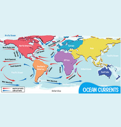 Ocean currents on world map background Royalty Free Vector
