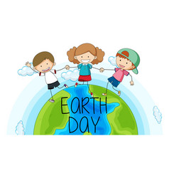 Happy children on earth Royalty Free Vector Image