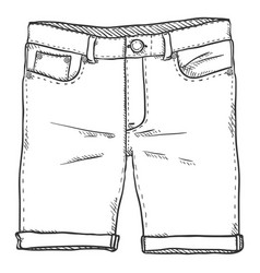 Sketch - ripped denim jeans on white background Vector Image