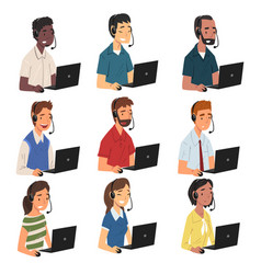 Collection call center operators male and Vector Image