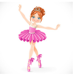 Beautiful little ballerina girl in white dress Vector Image