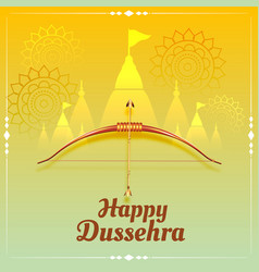 Traditional happy dussehra yellow card design Vector Image