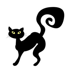 Halloween black cat silhouette cartoon clipart Vector Image