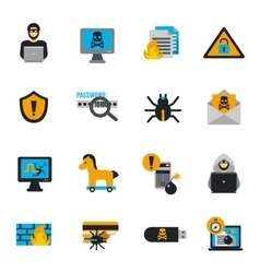 Hacker flat set Royalty Free Vector Image - VectorStock