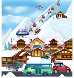 Winter ski resort composition Royalty Free Vector Image