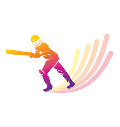 Cricket player hitting big shot Royalty Free Vector Image