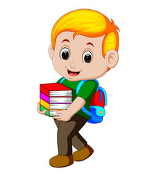 School boy with a giant book Royalty Free Vector Image