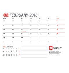 february 2018 calendar template