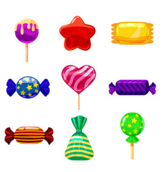 Set single cartoon candies lollipop candy Vector Image