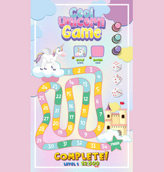 Unicorn board game template Royalty Free Vector Image