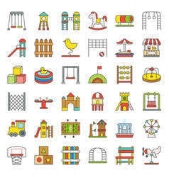 Flat of kids playground with various Royalty Free Vector