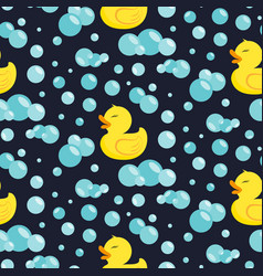 Rubber ducks in soap bubbles seamless pattern Vector Image