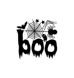 Boo word text with funny doodle hand drawn skulls Vector Image