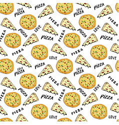 Pizza seamless pattern hand drawn sketch pizza Vector Image