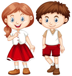 Cute girl in white shirt and red skirt Royalty Free Vector